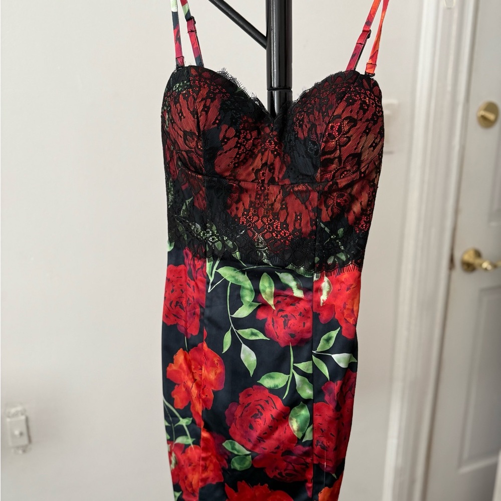 Floral Lace Bustier Dress